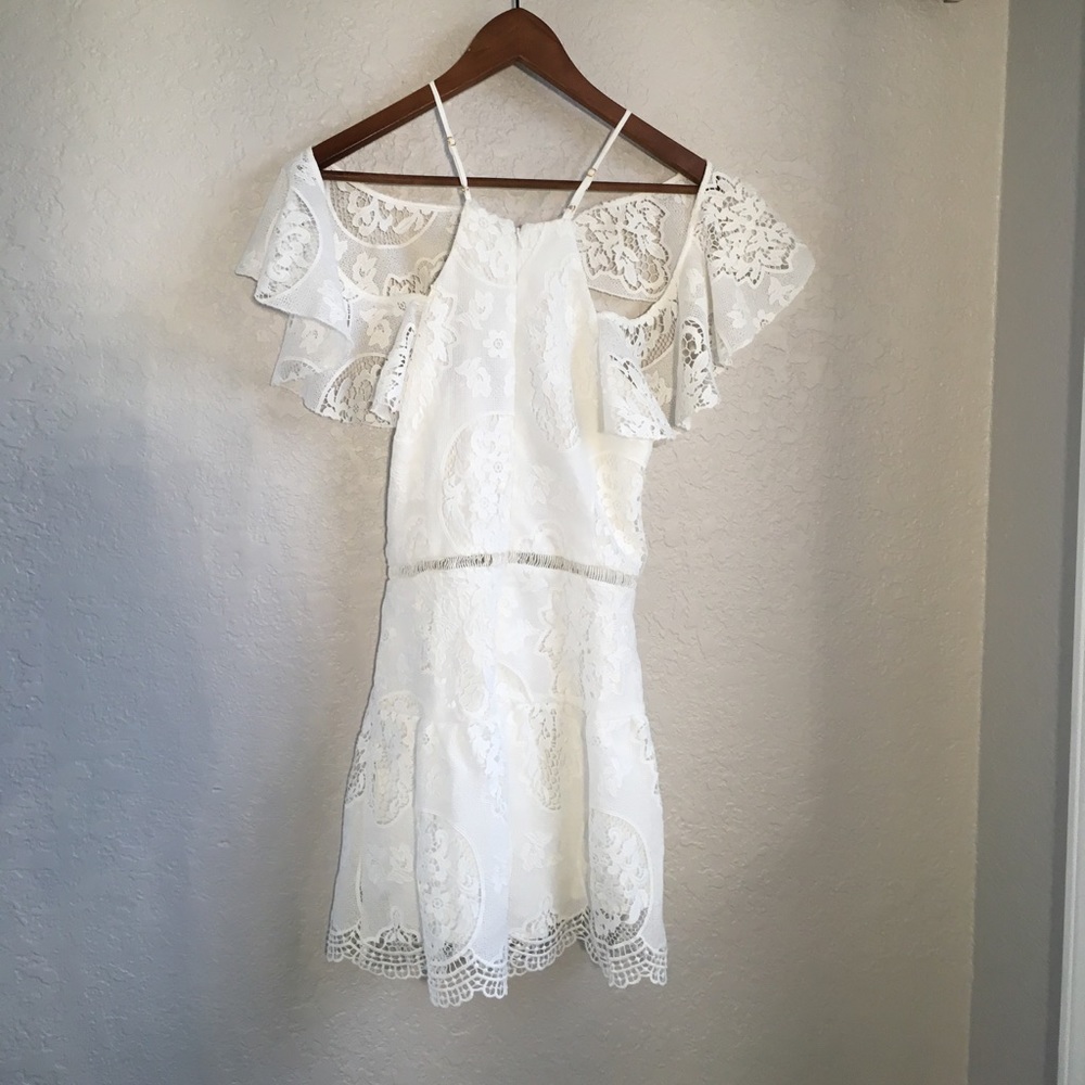 Karina Grimaldi ELLIE LACE MINI DRESS IN WHITE - Picture 6 of 7